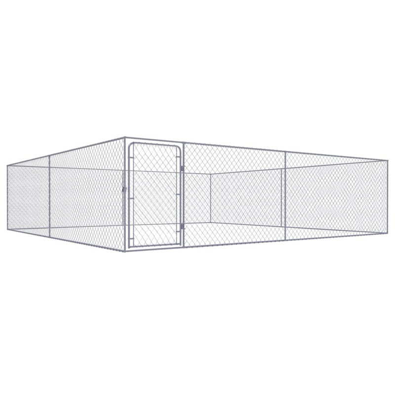 Newenton Galvanised Steel Kennel With Door, 100cm H x 400cm W x 400cm D