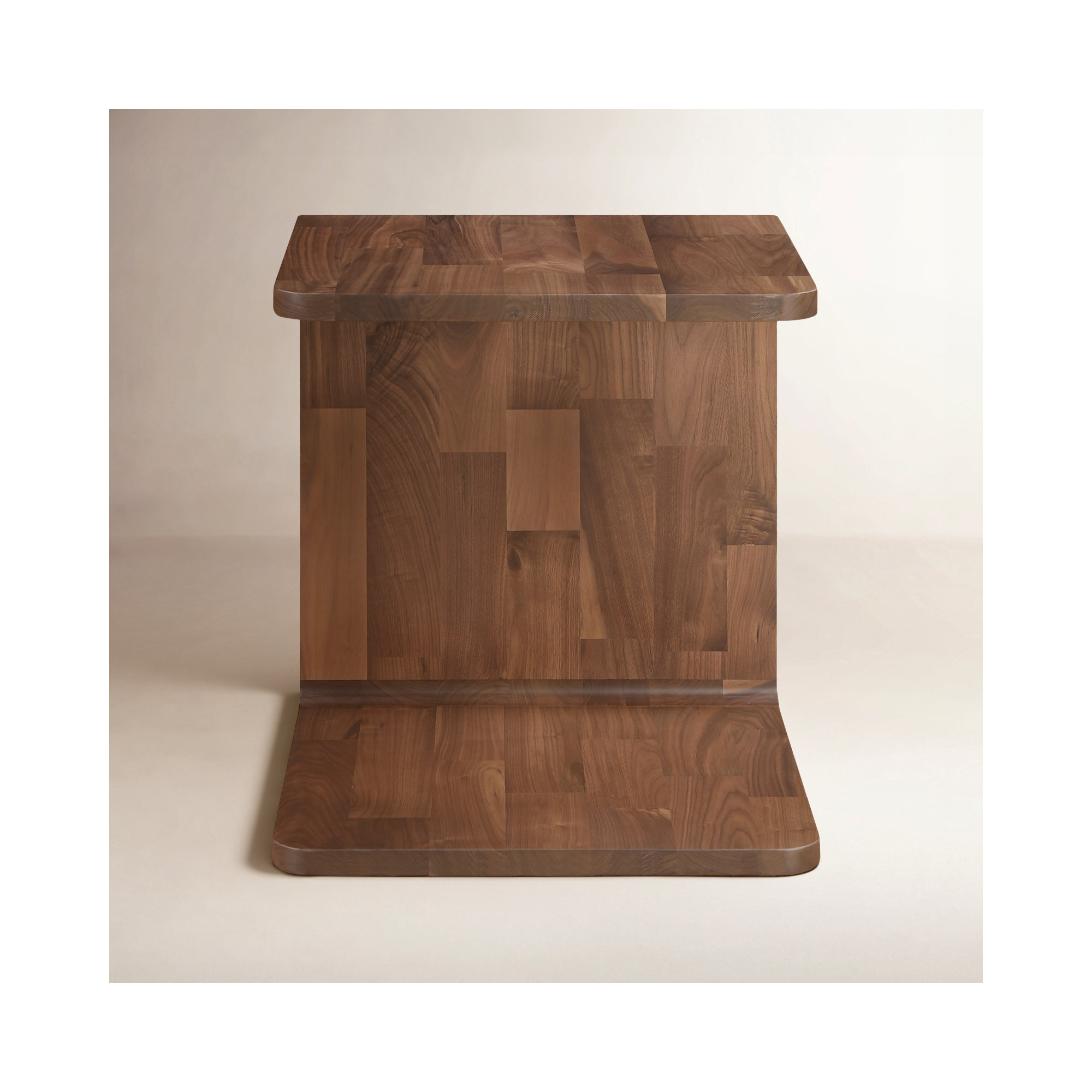 Carrie Solid Wood C-Shaped Side Table, Walnut