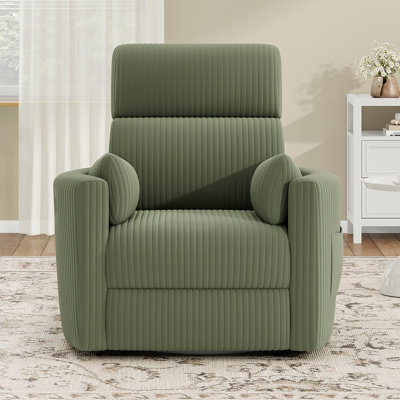 36.6" Wide Corduroy Power Lift Recliner Chair with Swivel 
