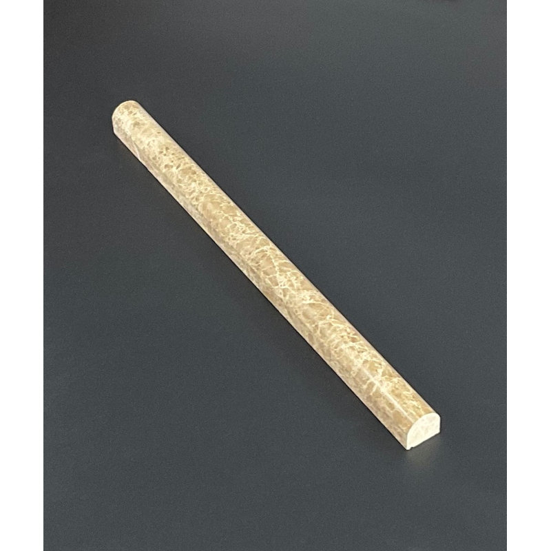 12" x 0.75" Polished Marble Pencil Liner Tile Trim in White Carrara, Light Emperador