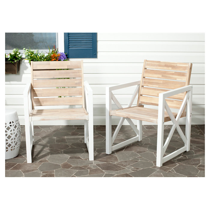 Fauteuil de patio Aguayo, Blanc / Chêne