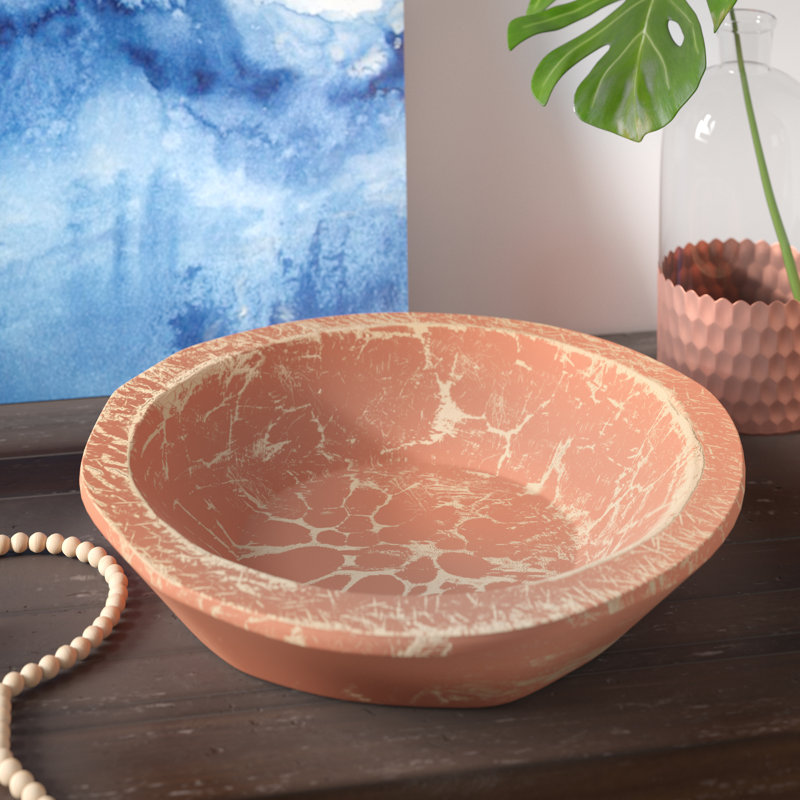Bol décoratif rond en bois Tuba Rustic, Rouge épice