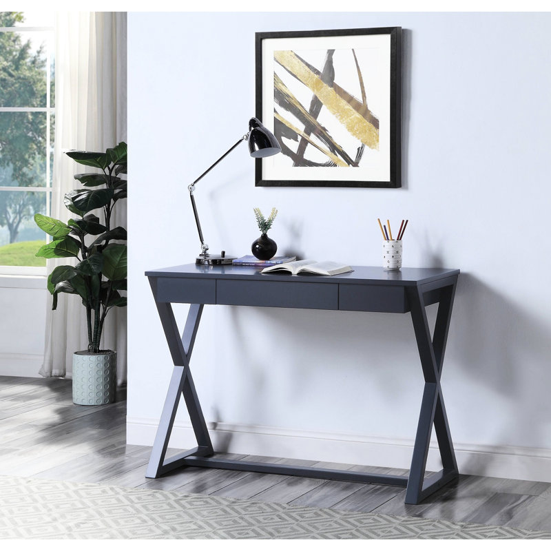 Console rectangulaire avec tiroir gris anthracite, extension aux 2/3, base, anglaise pour l'espace de bureau et la productivité