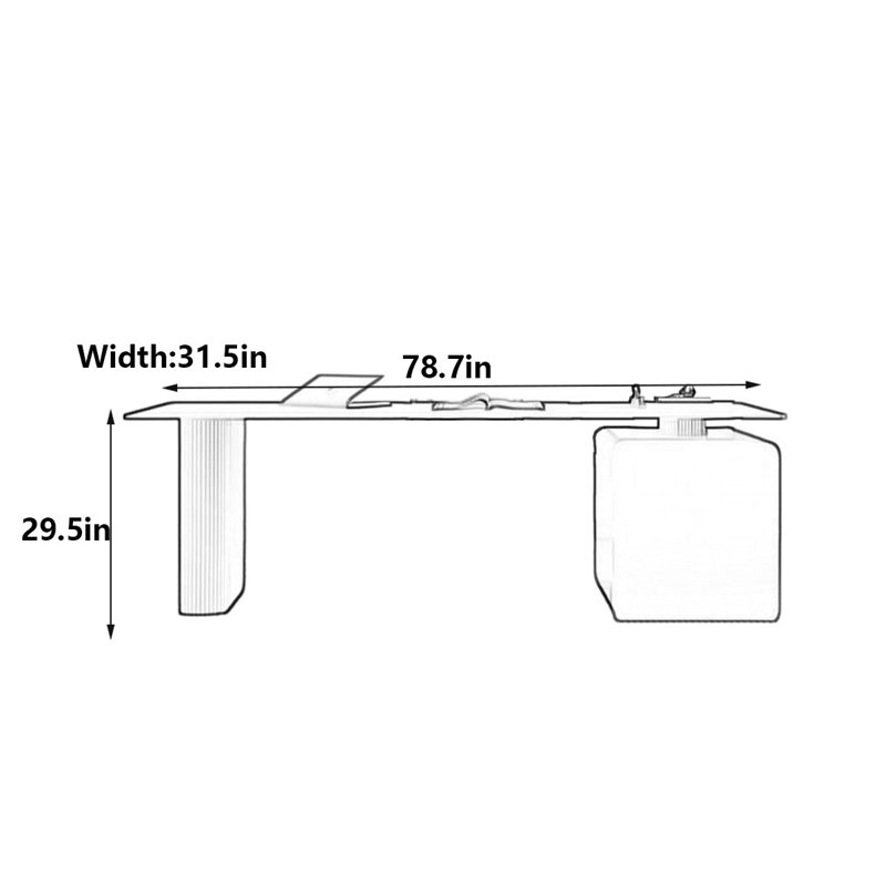 Quaveon, H 29,5 po x l 78,7 po x P 31,5 po