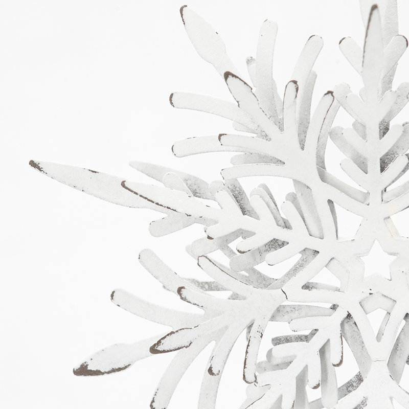 Ensemble de 6 décorations de flocons de neige en fer avec finition vieillie