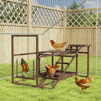 Ensemble de jeu en bois pour poules, accessoire de poulailler avec plusieurs perchoirs, balançoire, échelle, plateforme pour 3 à 4 poules, café