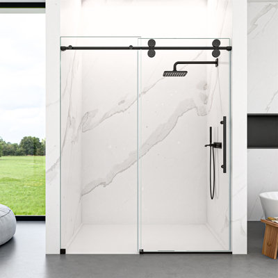 44"-48"W*76" H Frameless Single Sliding Shower Door – 5/16" (8Mm) Clear Tempered Glass, Bypass Design