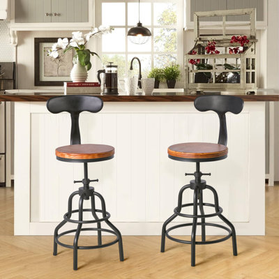Jaykon Swivel Solid Wood Adjustable Height Stool by Williston Forge