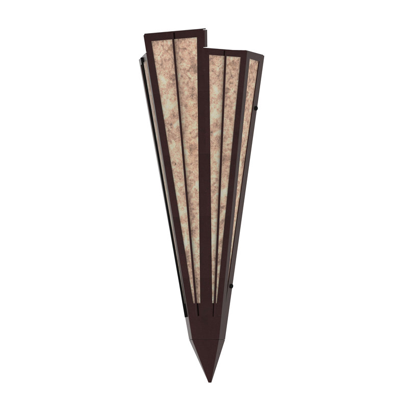 1 - Light Flush Mounted Sconce, Mica, Silver, Mahogany Bronze