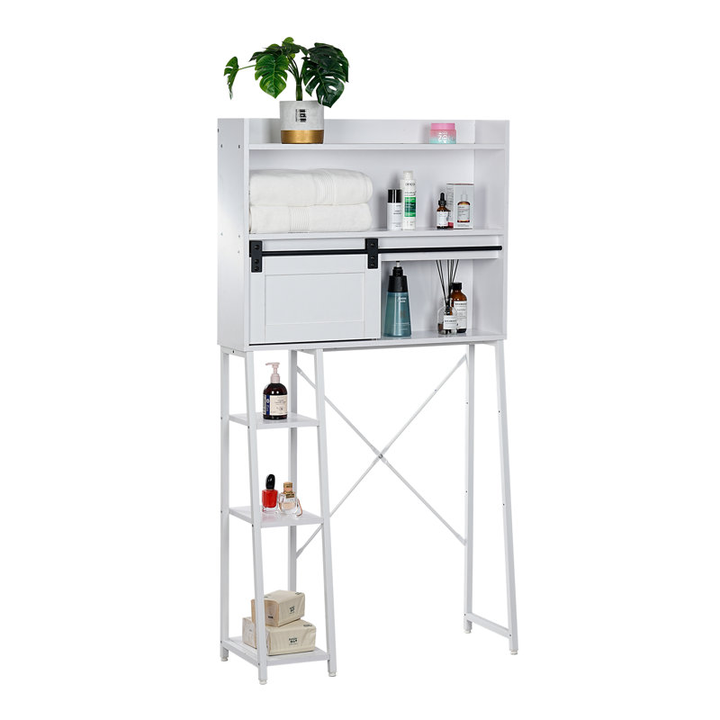Over The Toilet Storage Cabinet Mass-Storage Over Toilet Bathroom Organizer with Sliding Door, White