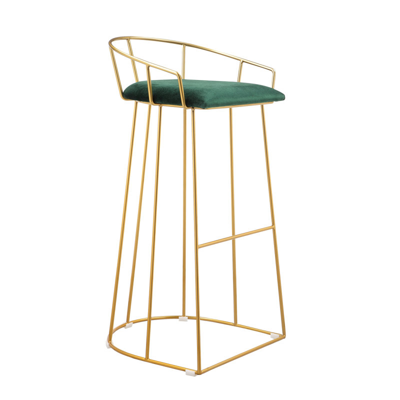 Tabouret de bar et de comptoir Jillian, Tabouret de bar (siège d’une hauteur de 30,5 po), Velours vert