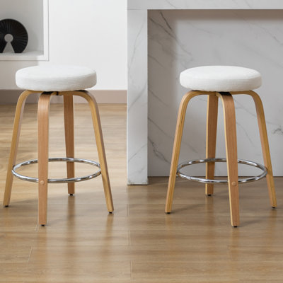 Kaidynn 26 '' Swivel Upholstered Counter Stool with Wood Frame
