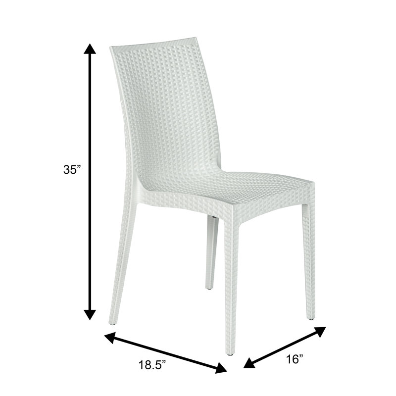 Chaise de patio en osier empilable Mace, blanc, Single
