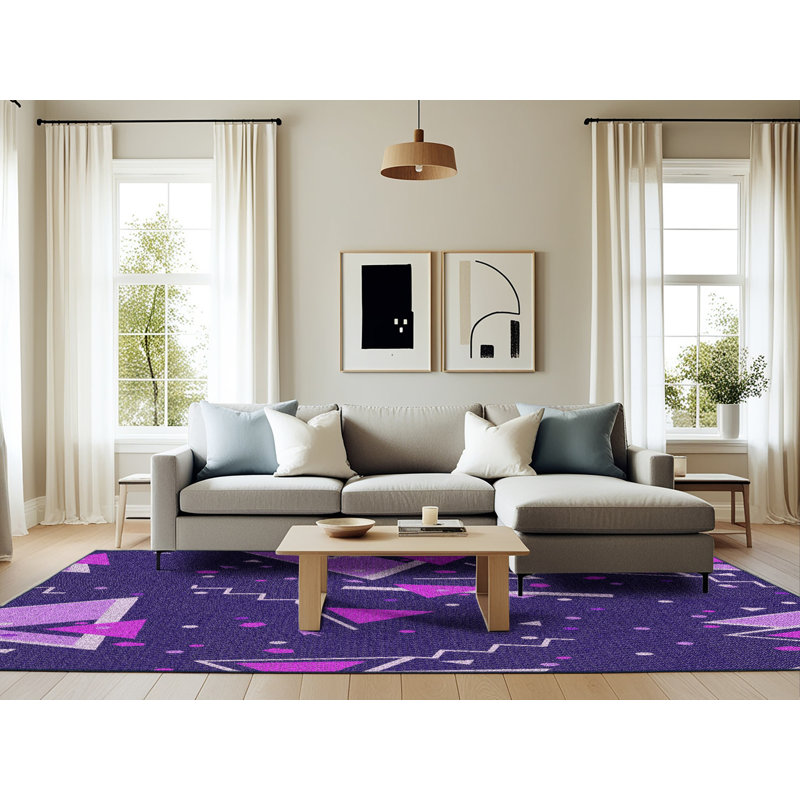 Tapis bleu/rose à motifs Kasturi, Rectangle 6 pi x 9 pi