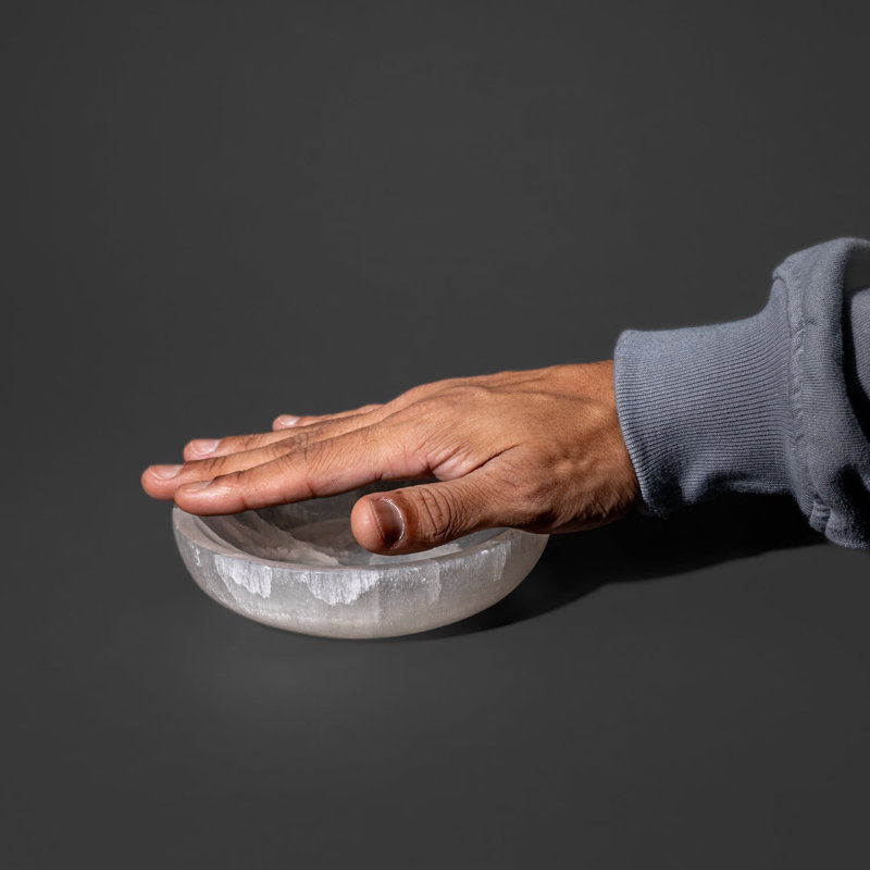 Genuine Polished Selenite Round Bowl (1.3 Lbs)