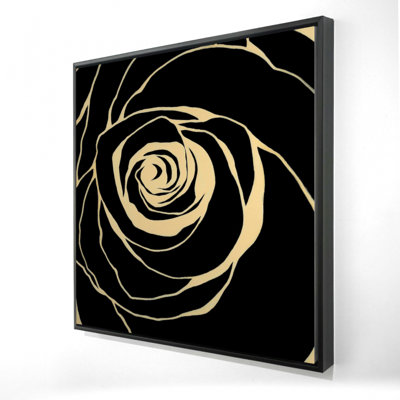 Rose noire - Toile encadrée florale noire pour la décoration intérieure
