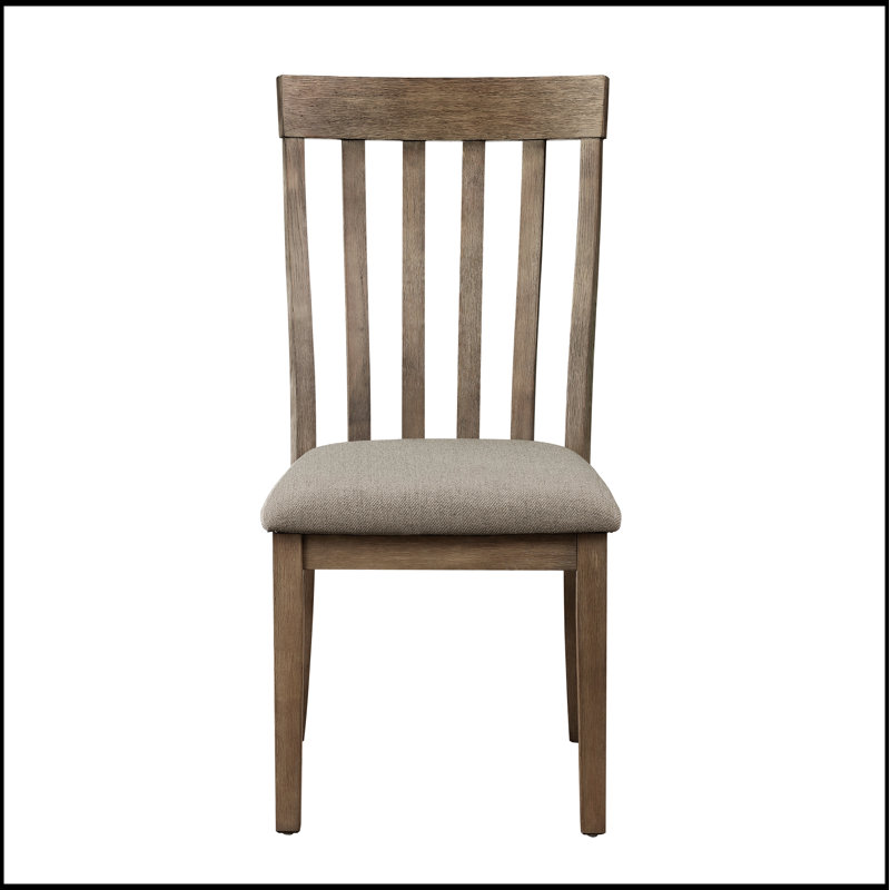 Ensemble de chaises d'appoint de salle à manger 2 pièces avec finition brune brossée et dossier à lattes verticales pour plus de confort et de style