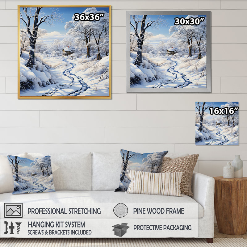 Snow Winters Solitude VII - Landscapes Canvas Prints, Cadre photo blanc, H 16 po x l 16 po x P 1 po