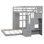 Lit superposé simple au-dessus d'un lit double avec tablettes, gris et polyvalent Maximisez vos tiroirs et vos escaliers