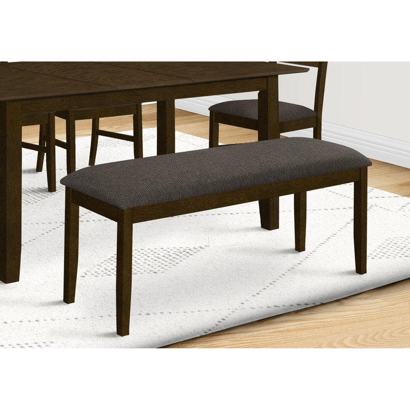 Banc rectangulaire de 44 po de conception transitionnelle avec assise rembourrée en brun et support en bois massif pour un style de vie confortable et élégant