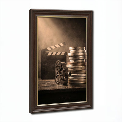 Art mural antique sur toile encadré doré pour le salon, la chambre à coucher, le bureau ou le vestibule - décoration murale décorative avec bobine de film