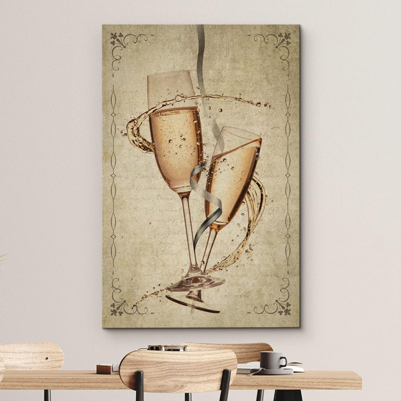 Tourbillon de verre rétro rétro sur toile de champagne, H 48 po x l 32 po x P 1,5 po