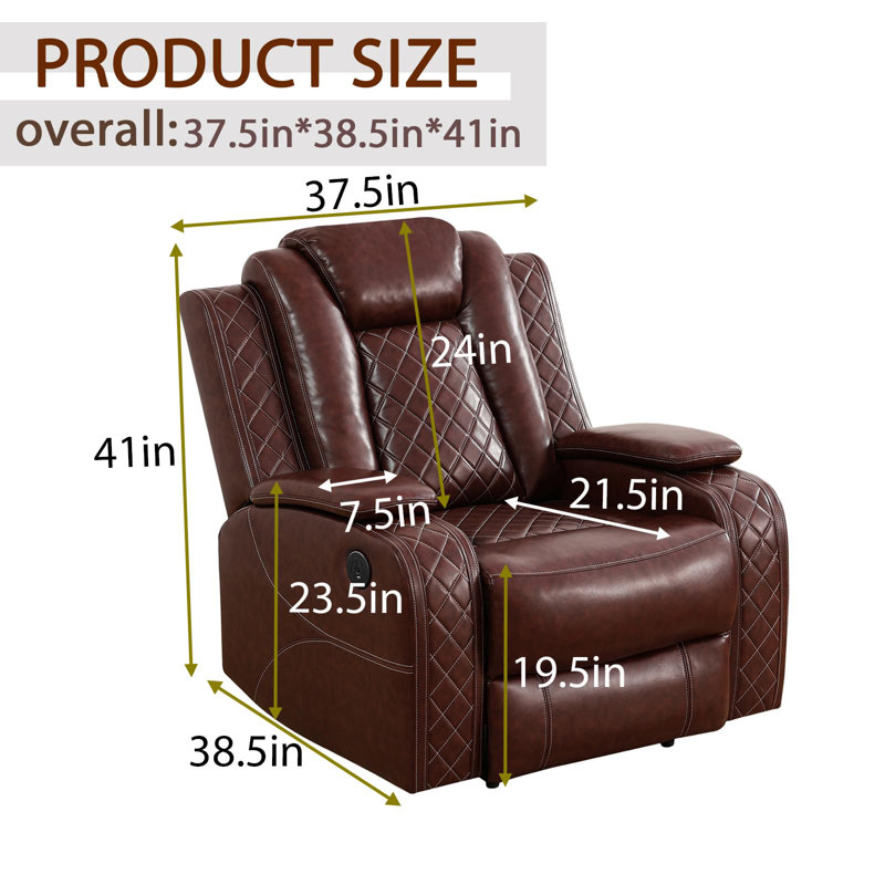 Fauteuil inclinable en cuir respirant, Rouge