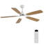 Ventilateur de plafond d'intérieur de 52 pouces avec éclairage à DEL intégré, télécommande et pales en panneau de fibres à densité moyenne de couleur blanche
