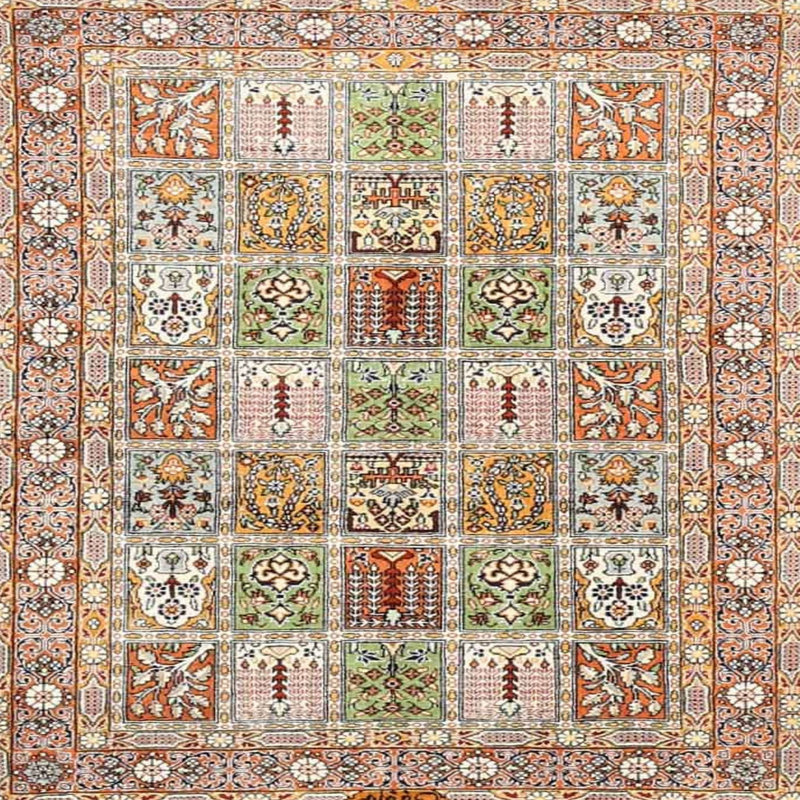 Tapis oriental multicolore tissé à la machine Oriental, Carré 8 pi