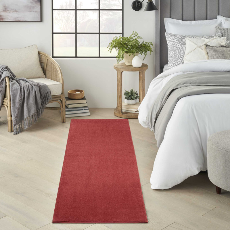 Tapis intérieur / extérieur rouge Mullican Sandy, Tapis de couloir 2 pi 2 po x 7 pi 6 po
