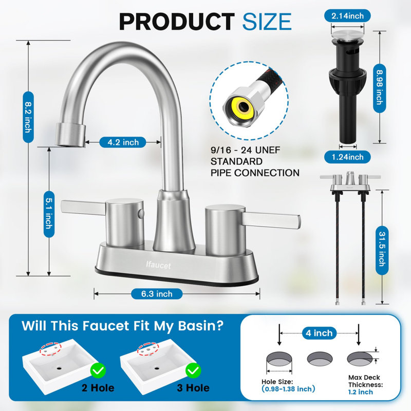Robinet de salle de bain avec ensemble de drain Centreset