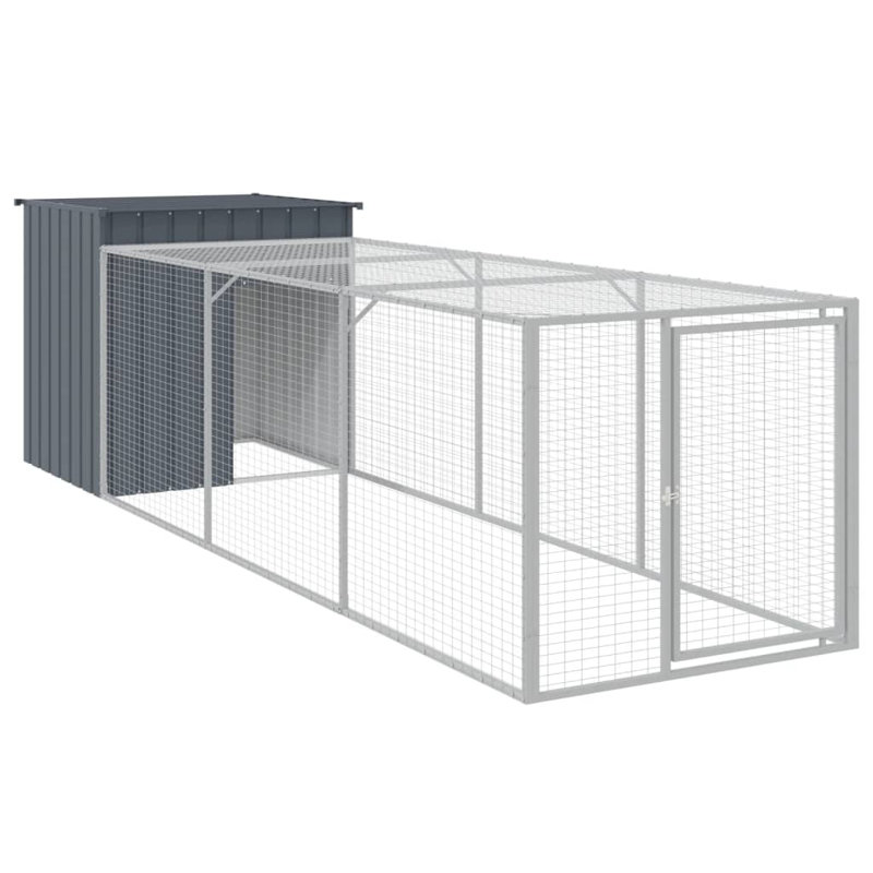 Poulailler avec grillage Ebelina, Gris anthracite, H 43,3 po x l 43,3 po x P 159,4 po