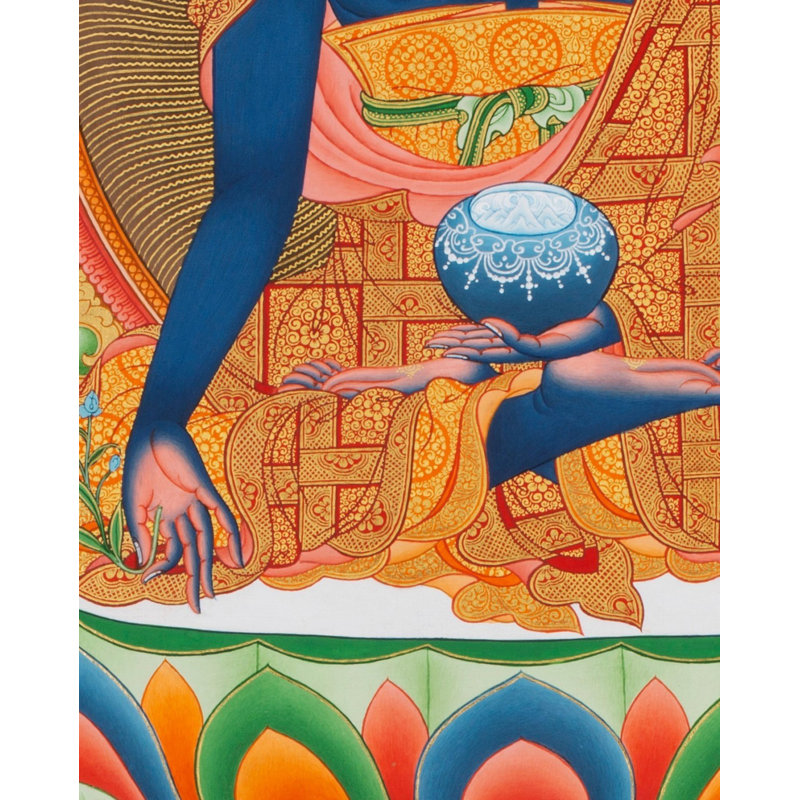 Bouddha de la médecine Thangka (Thangka sans brocart)