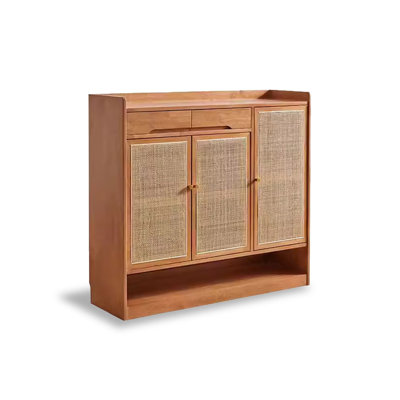 43.31" Brown Rectangular Solid Wood Shoe Storage