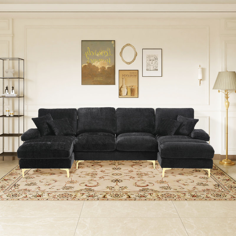 Canapé modulaire en chenille Aredale, Chenille noir