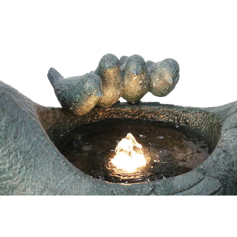 Handcrafted Outdoor Birdbath Fountain with Lights