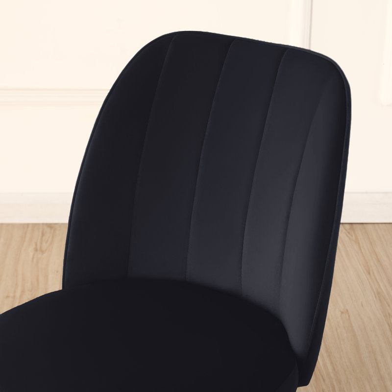 Tufted Velvet/Suede Upholstered Armless Dining Chair with Adjustable Feet, Black
