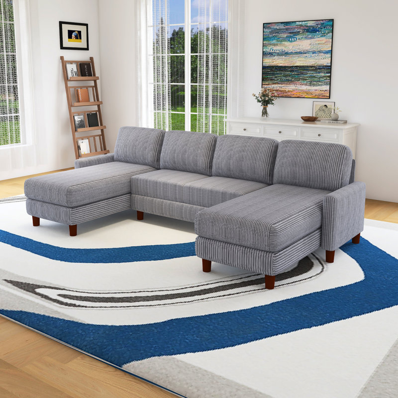 U-Shaped Sponge-Filled Cushion Combination Sofa, Gray
