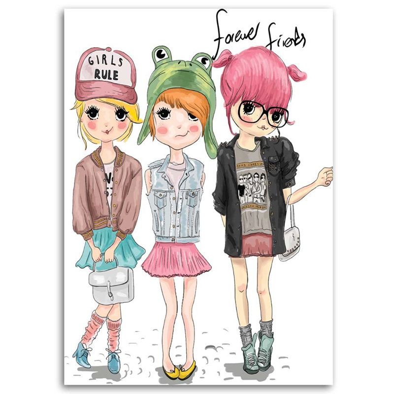 Friends Girls - No Frame Print on Canvas