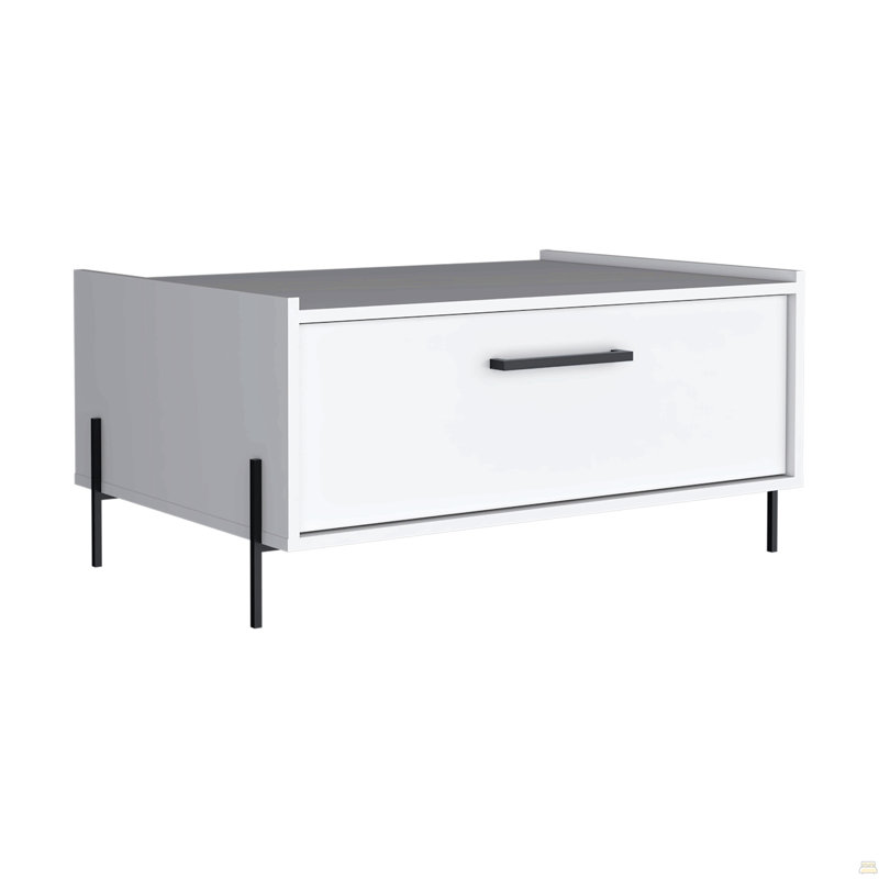 Coffee Table 15.6" H, 1 Shelf, 4 Legs, White