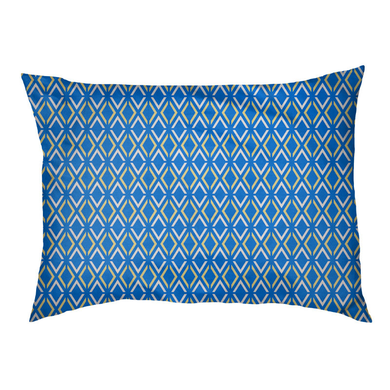 Coussin Byrge, Grand (l 42,5 po x P 32,5 po x H 14 po), Bleu / jaune / bleu sarcelle