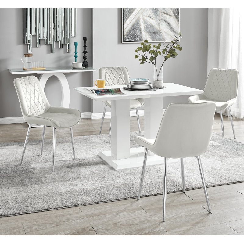 Ensemble de table de salle à manger Eubanks, H 29,53 po x L 47,24 po x l 27,56 po, 5 pièces: table, 4 chaises