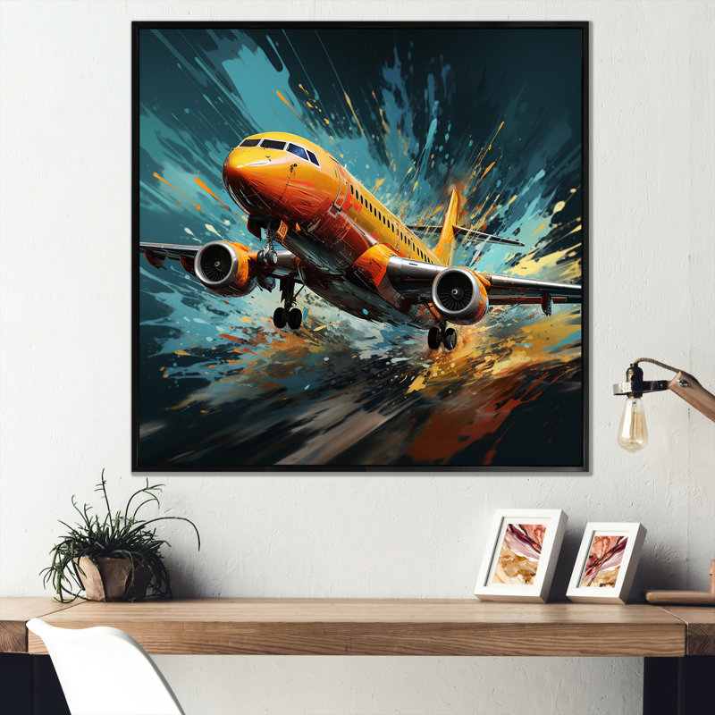 «Speedy Passager Plane Blur» sur impression sur toile, Cadre flottant noir, H 16 po x l 16 po x P 1 po