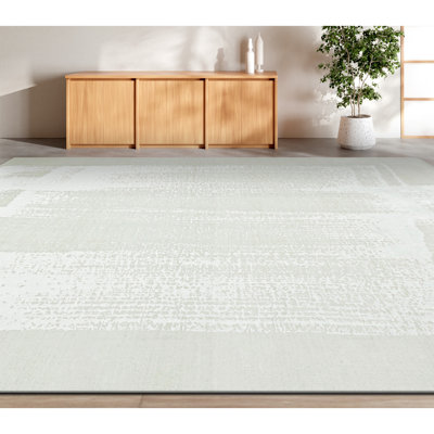 Hand Knotted Area Rug in Ivory And White