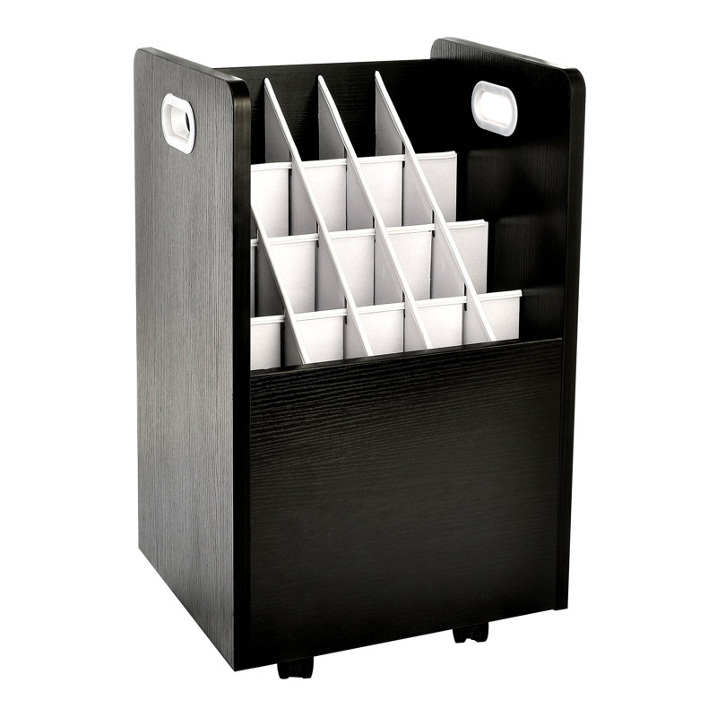 Boîte de classement mobile en rouleau de bois, Noir