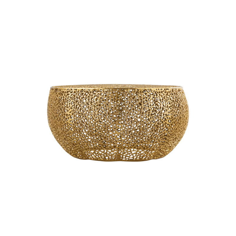 Table basse ronde en aluminium T3502-32 dorée identique à B009140726, Doré