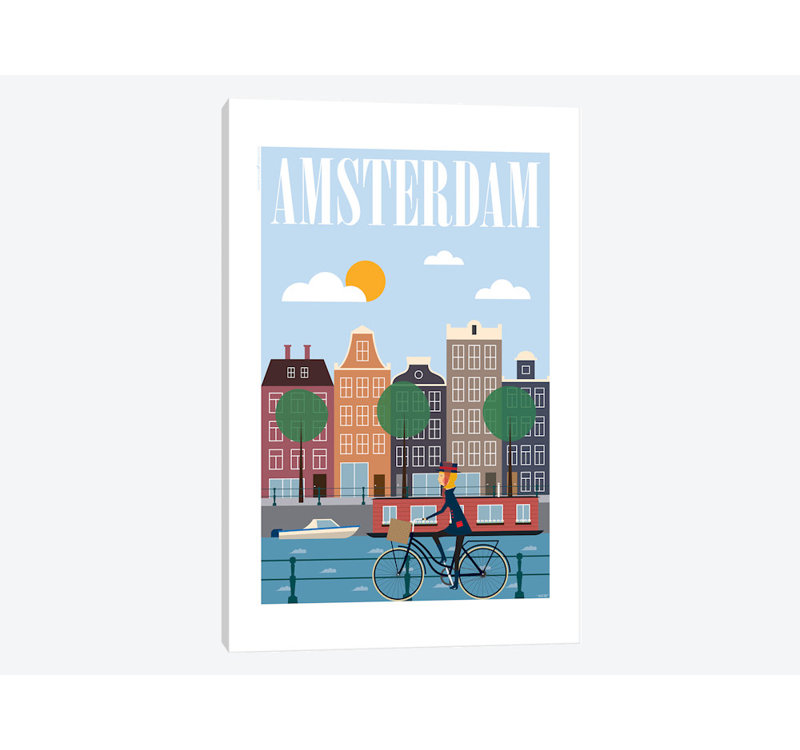 « amsterdam », impression sur toile, H 12 po x l 8 po x P 0,75 po, Toile tendue, Pas de tapis