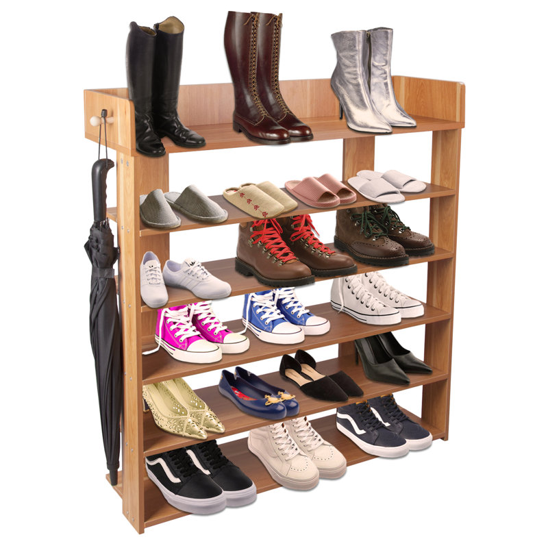 6 Pair Solid Wood Shoe Storage Cabinet