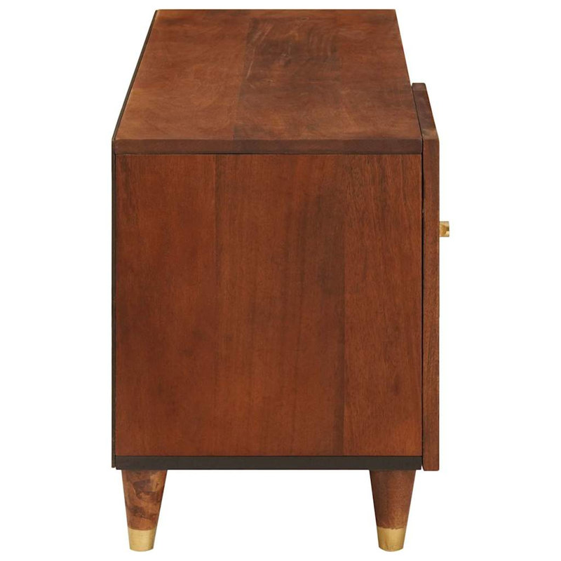 TV Cabinet with Shelf with Storage Brown Solid Mango Wood Media