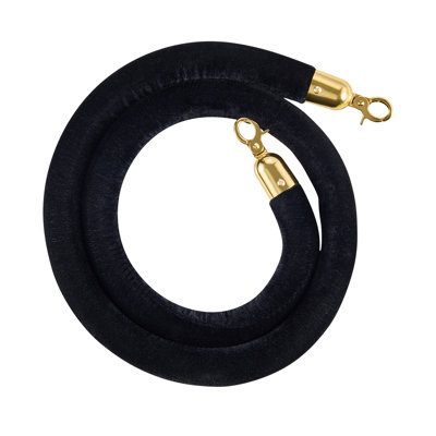 Black Velvet Stanchion Ropes, 1.5 m Crowd Control Stanchion Black Velvet Ropes with Gold Hooks, Post Queue Barrier Carpet Rope for Carpet Events Movie Theaters Grand Openings Hotels Party